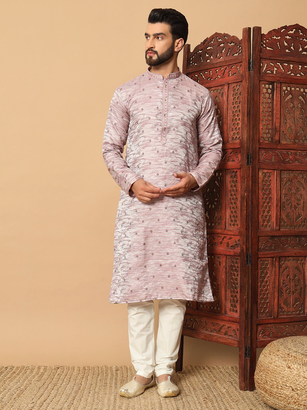 Designer Jacquard Kurtas set with Sequins work