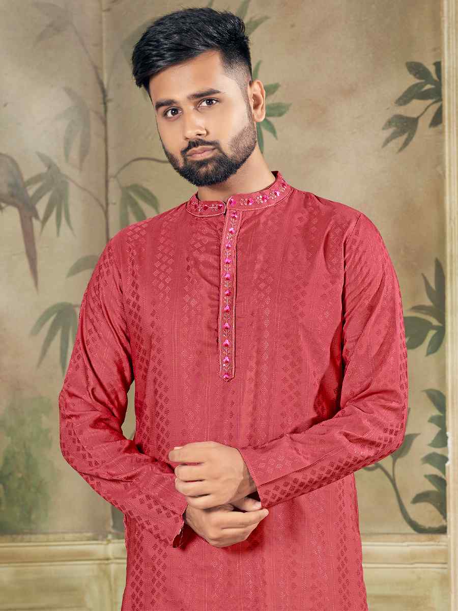 Anantam Georgia Peach Pure Viscose Embroidered Kurta Set