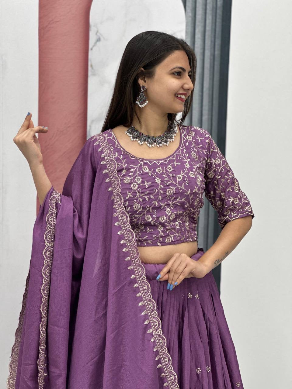 Purple Wedding Wear Lehenga Choli