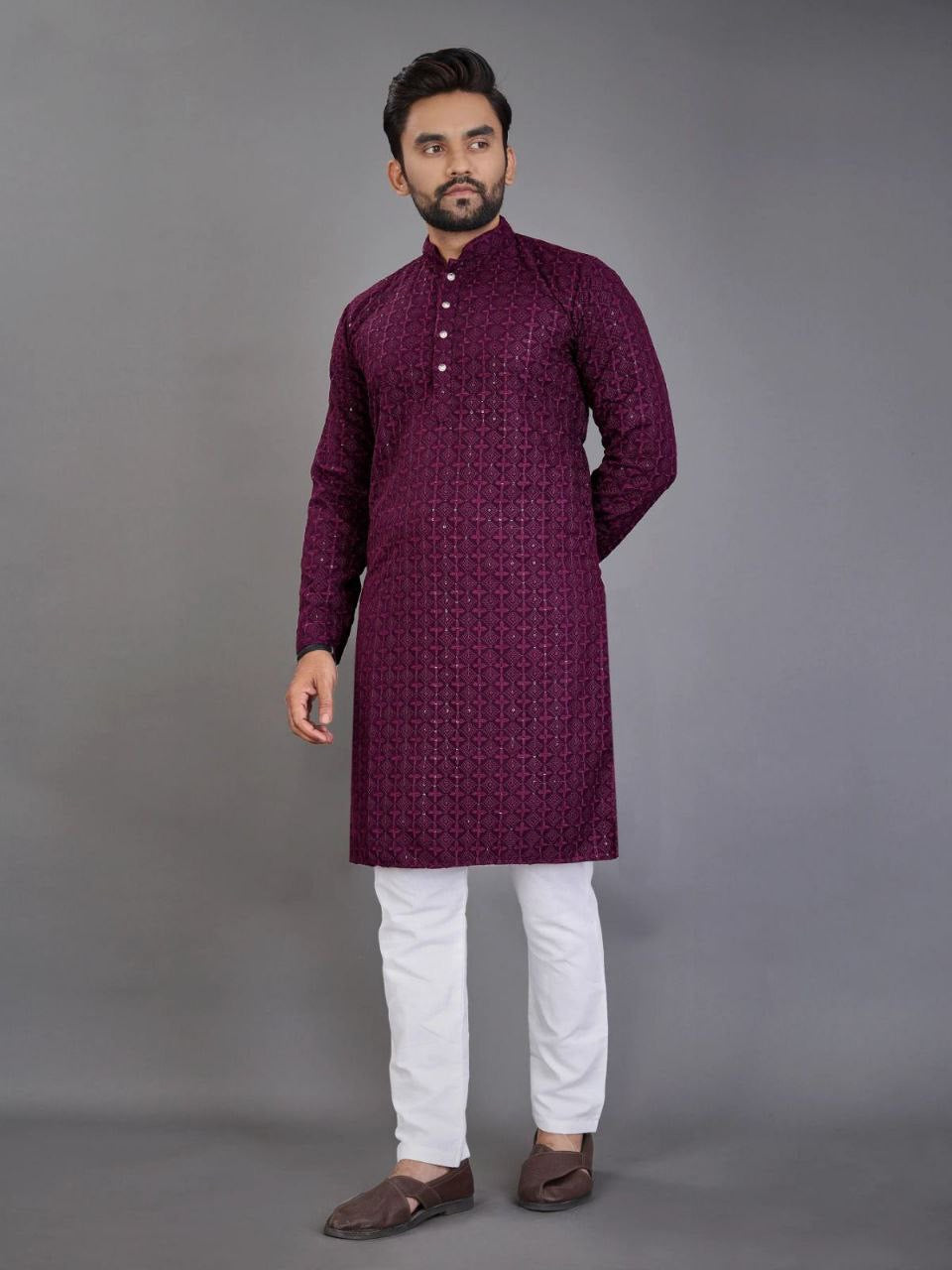 Men Chikankari Kurta with Pants Set