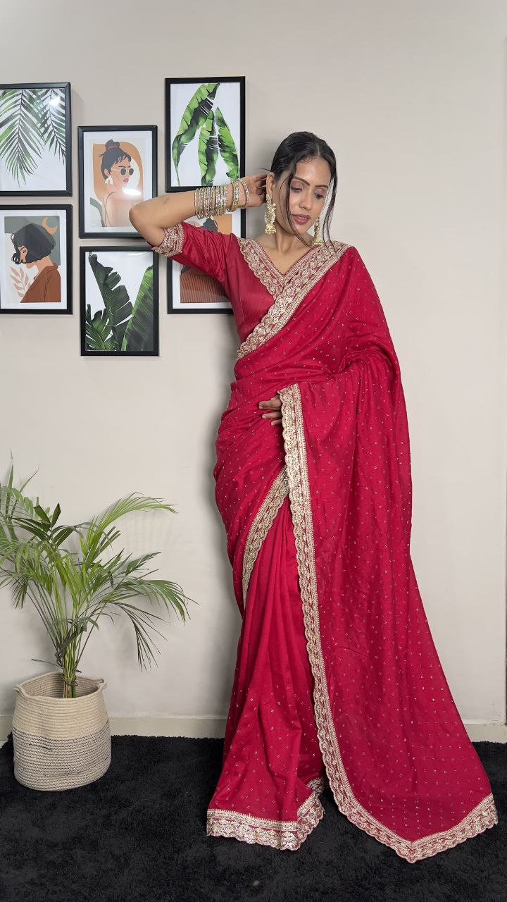 Designer Vichitra Silk Saree