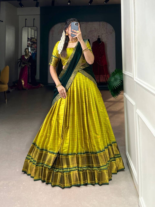 Half Saree Lehenga Set in Green