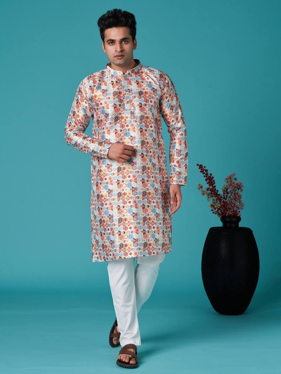 Poly Silk Sequins work Kurta