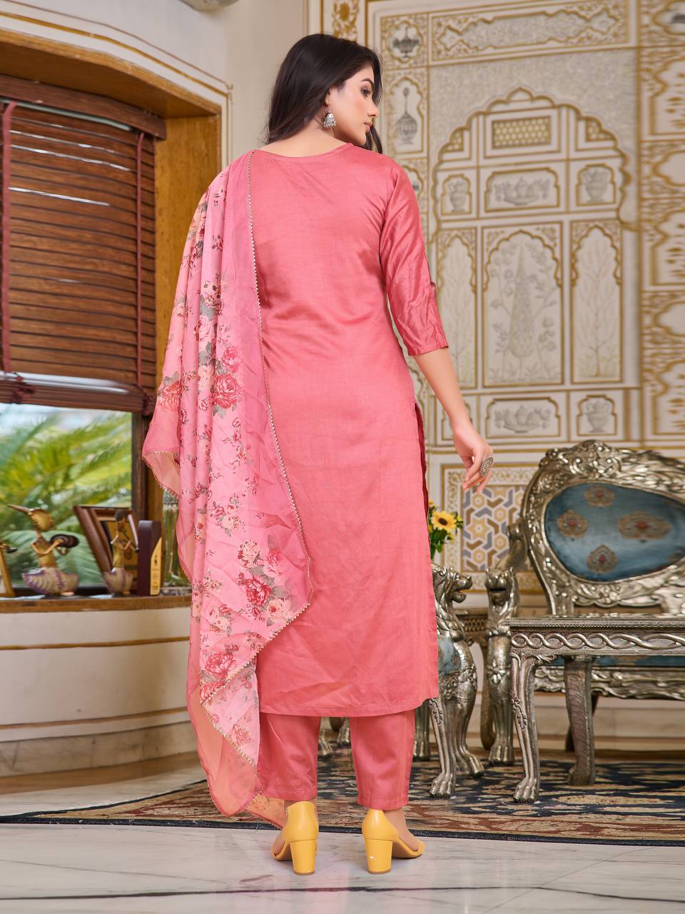 Pink Color Readymade Kurti Set