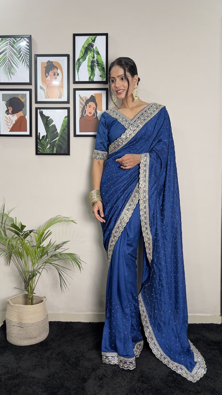 Designer Vichitra Silk Saree