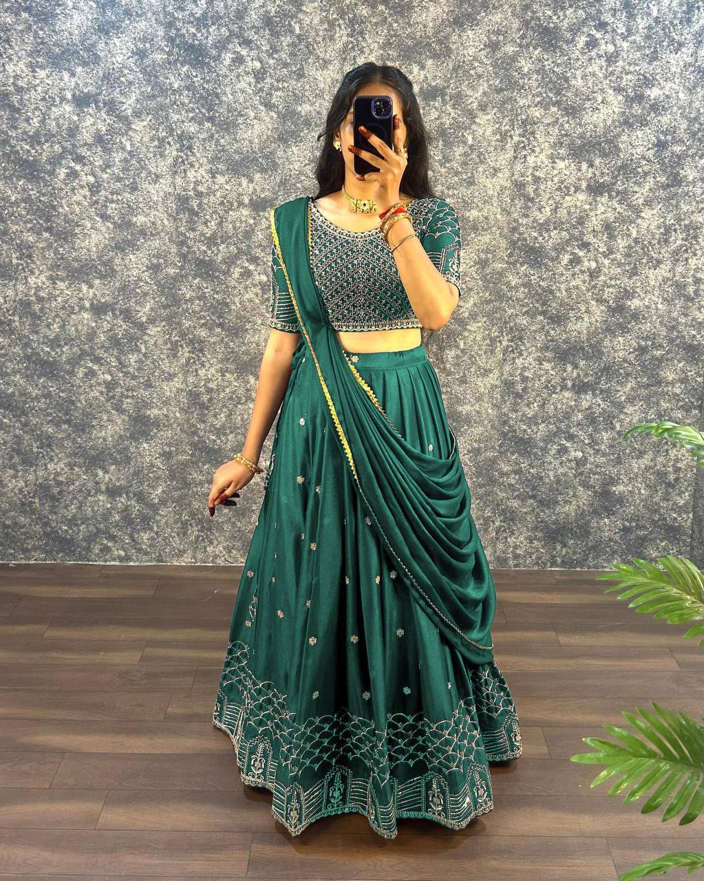 Silk Lehenga with Elegant Embroidery Work