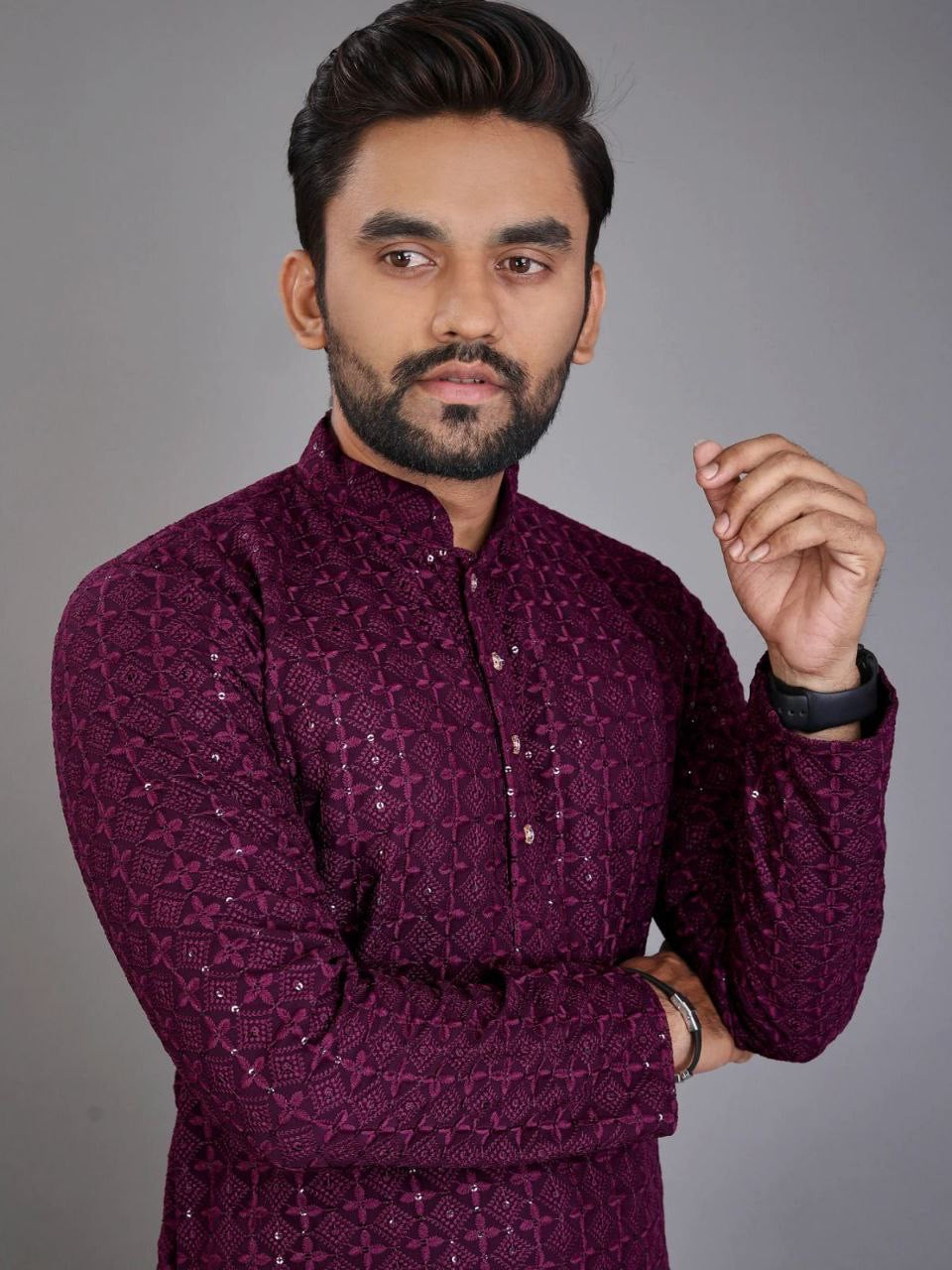 Men Chikankari Kurta with Pants Set