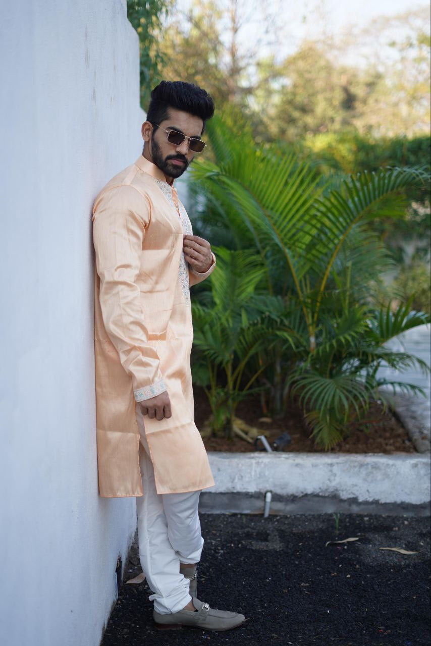 Aarush Cotton Silk Men Kurta