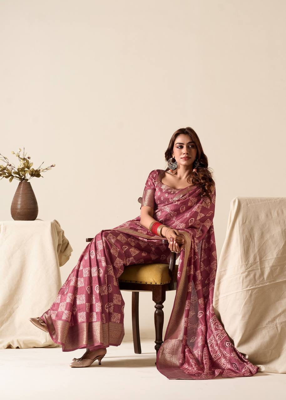 Yara Dola Silk with Foil Print Saree