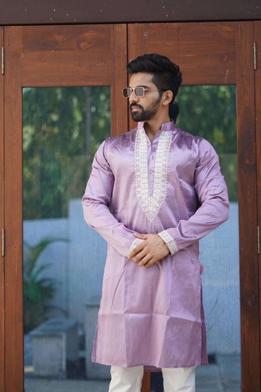 Aarush Cotton Silk Men Kurta