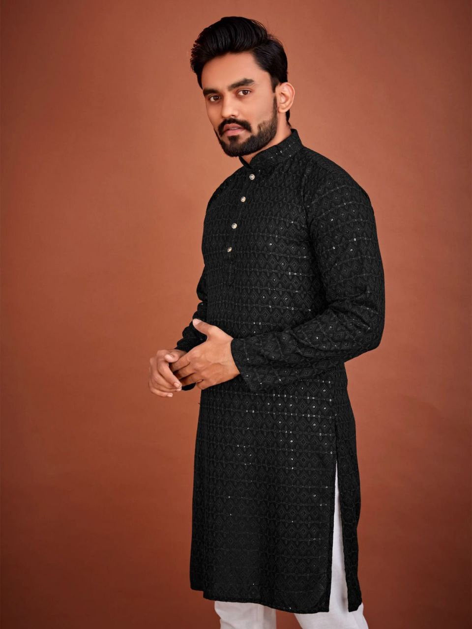 Men Chikankari Kurta with Pants Set