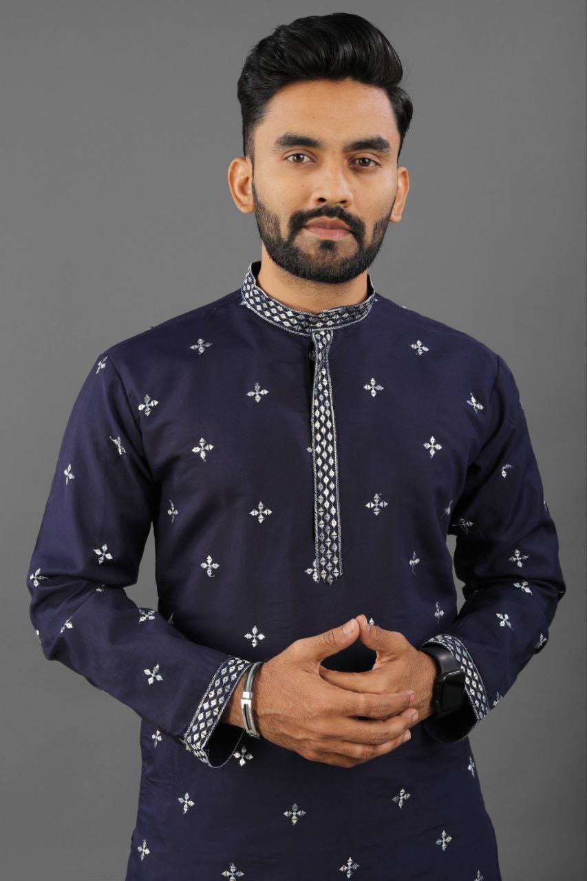 Hridaan Blue Embroidered Kurta Set