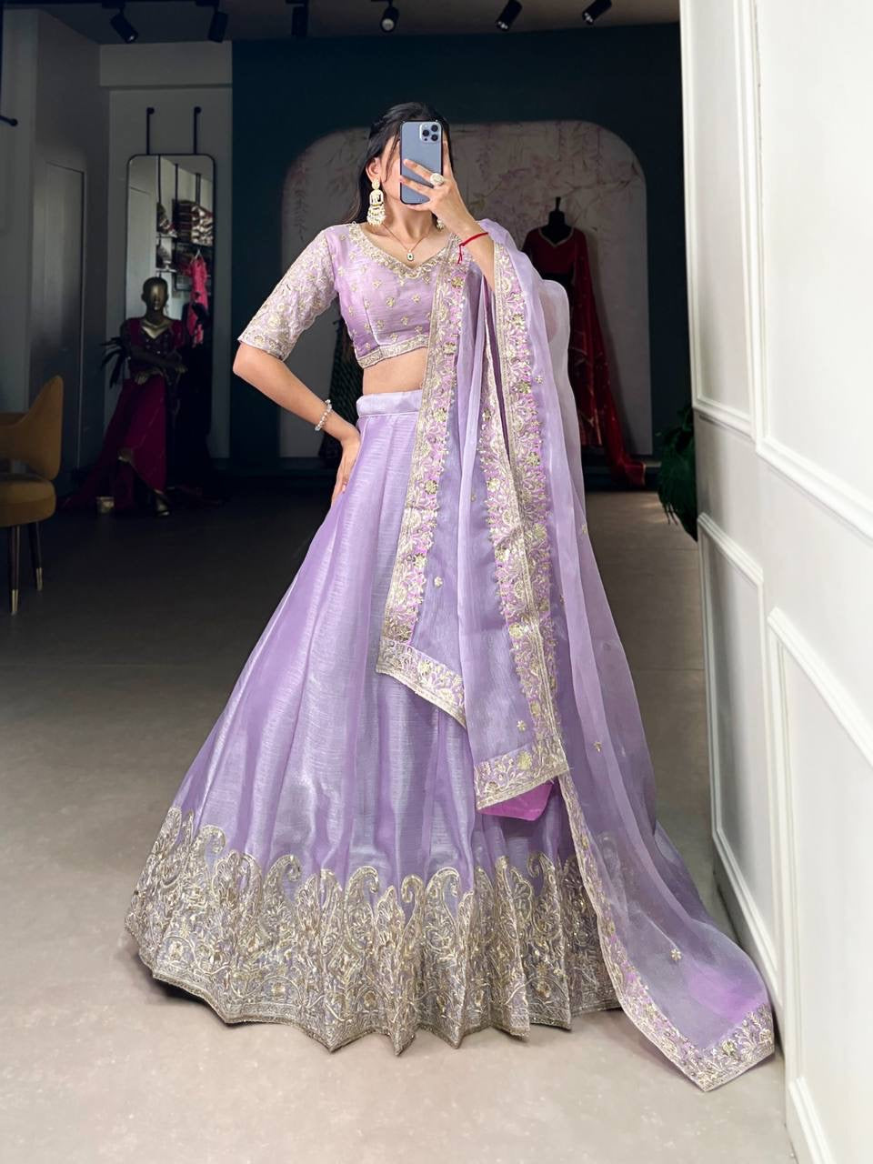 Anvika Purple Cotton Silk Lehenga