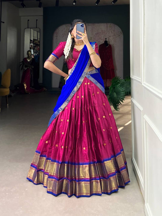 Blue Half Saree Lehenga Set