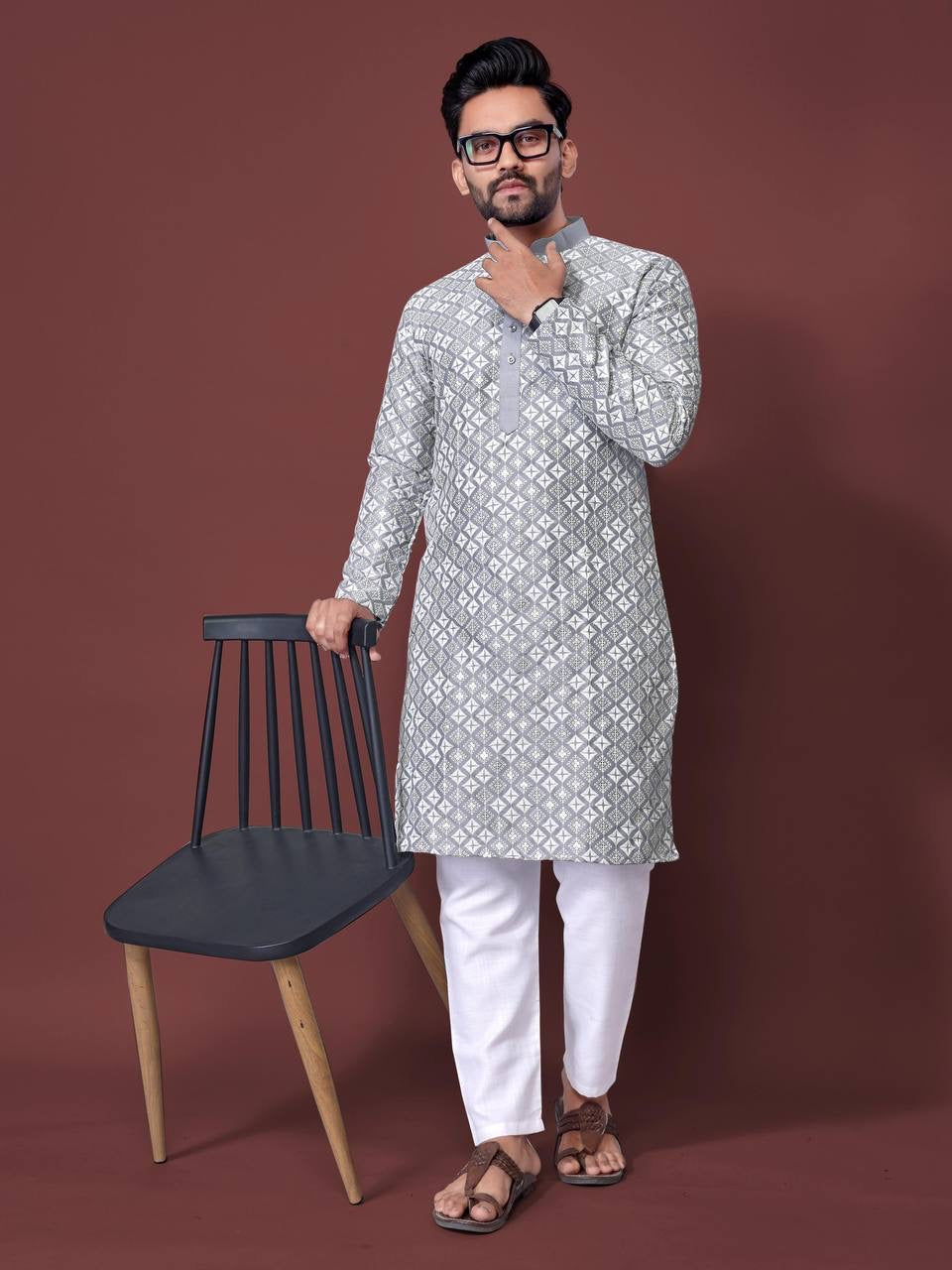 Men Thread Work Kurta for all Season