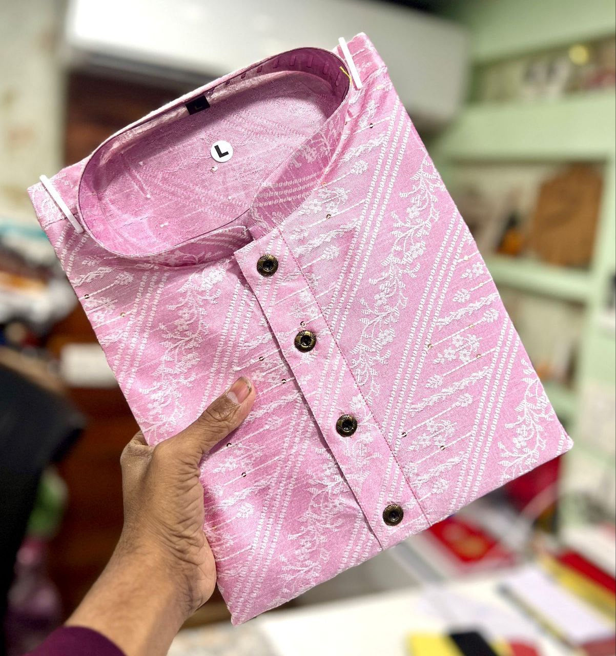 Jacquard Silk Kurta with Pyjamas