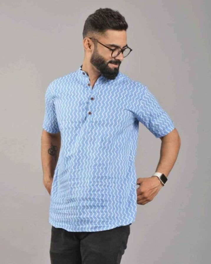 Blue Men Long Sleeves Shirt Kurta