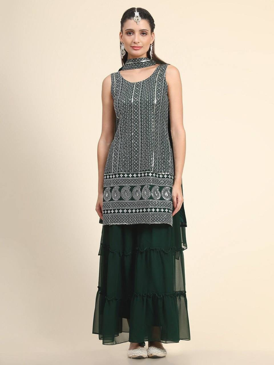 Samira Straight Kurti with Sharara & Dupatta