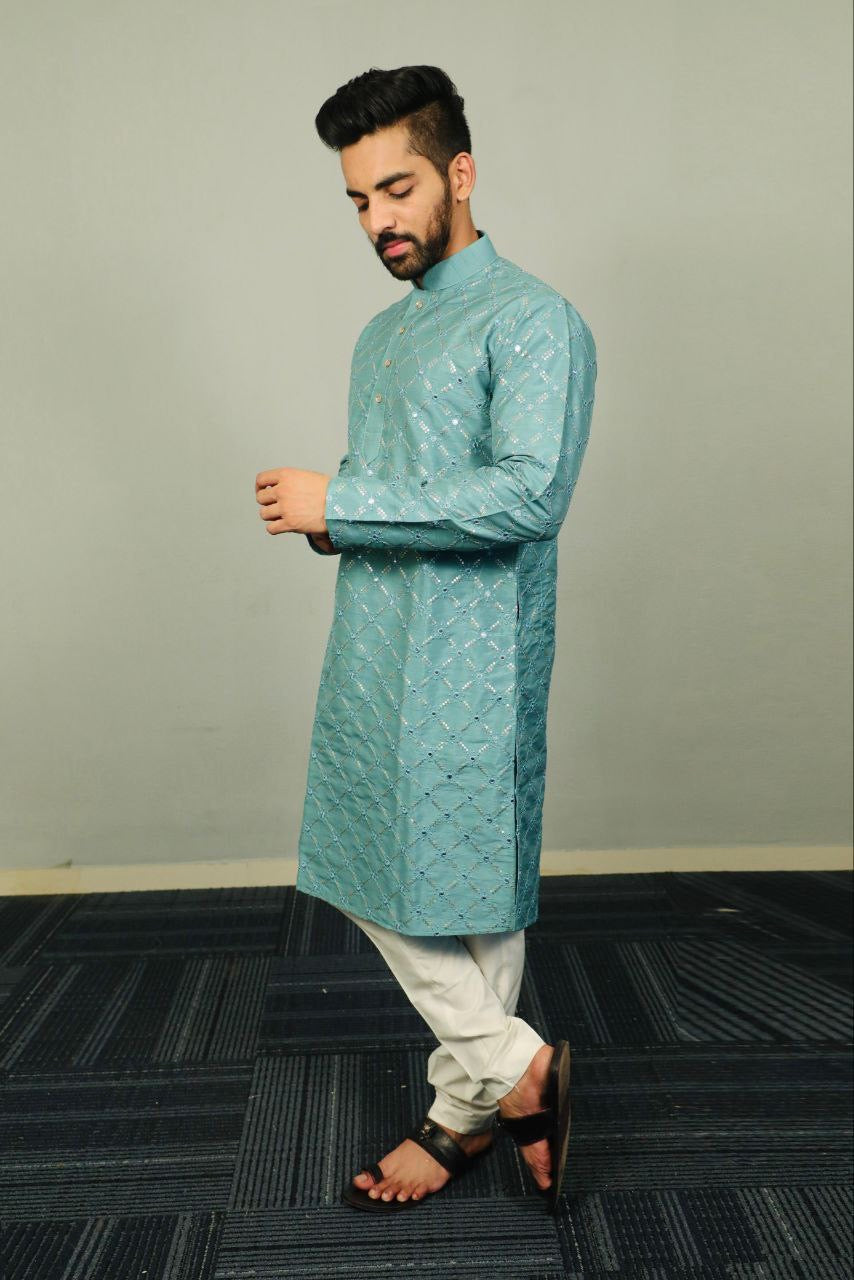 Men Mirror work Kurta with Pajamas