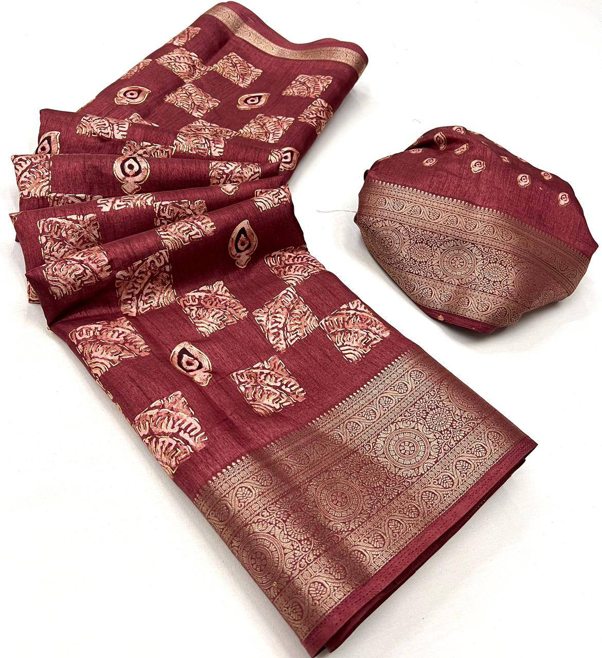 Yara Dola Silk with Foil Print Saree