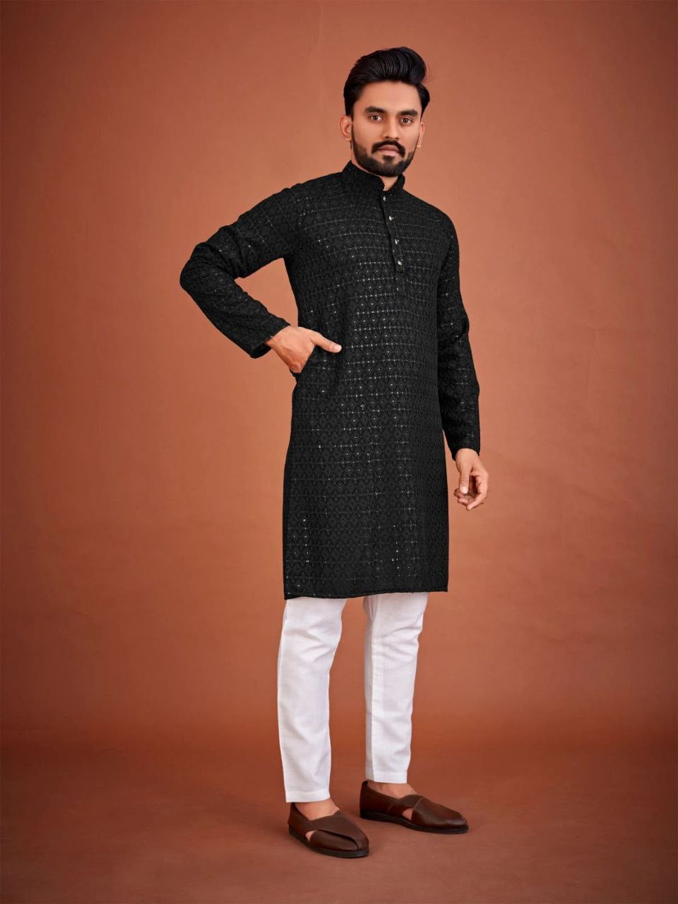 Men Chikankari Kurta with Pants Set