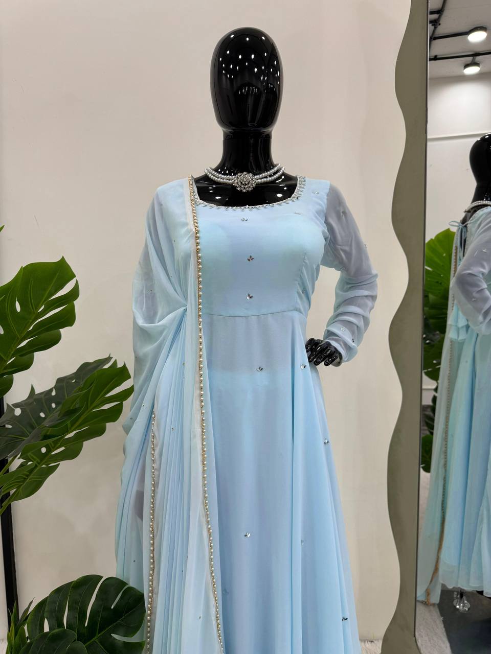 Tara Blue Georgette Kurti Set