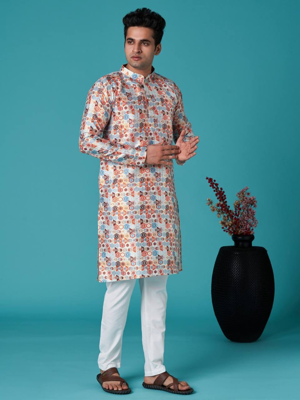 Poly Silk Sequins work Kurta