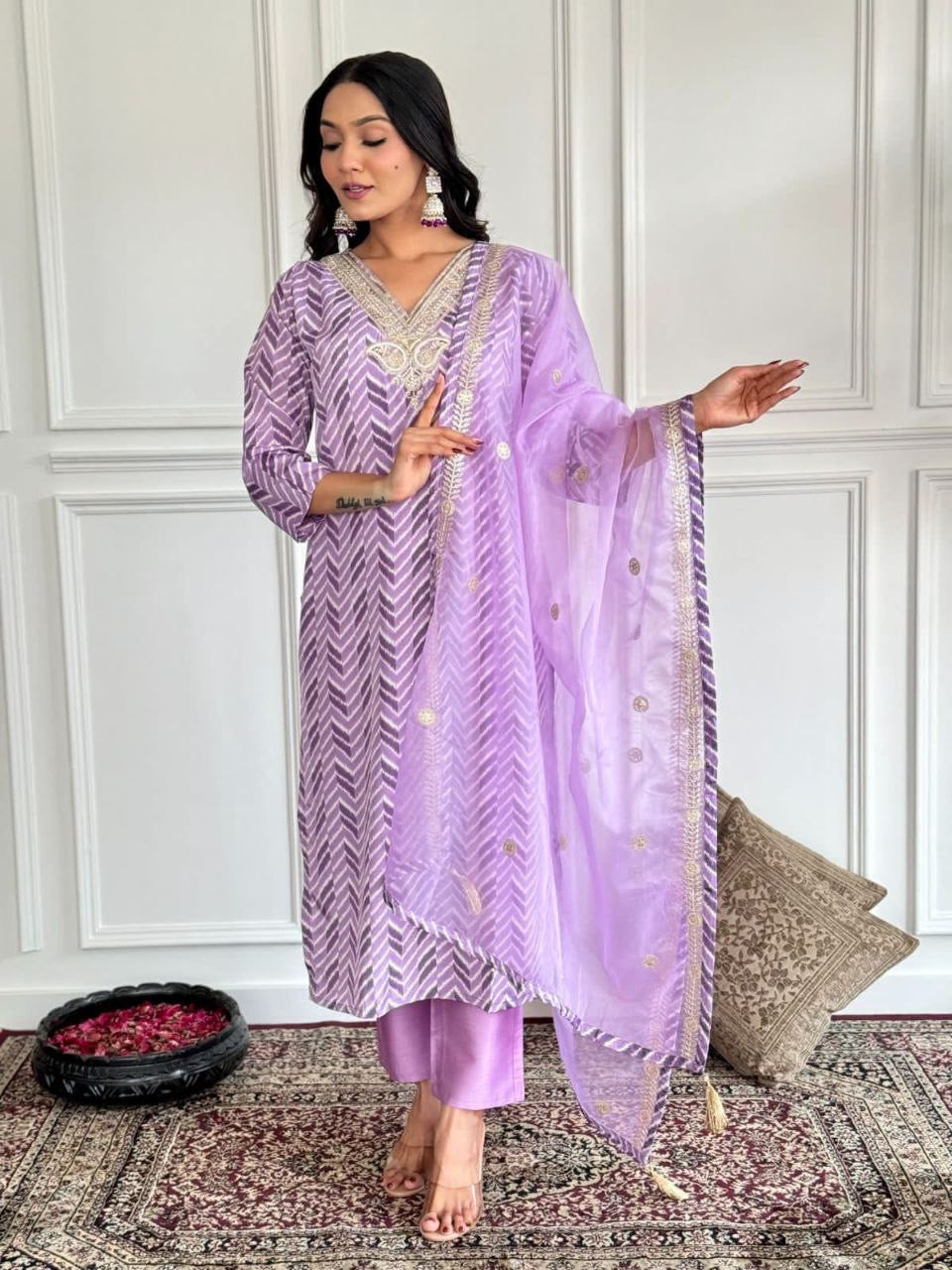 Lavender Kurti Set with Pants