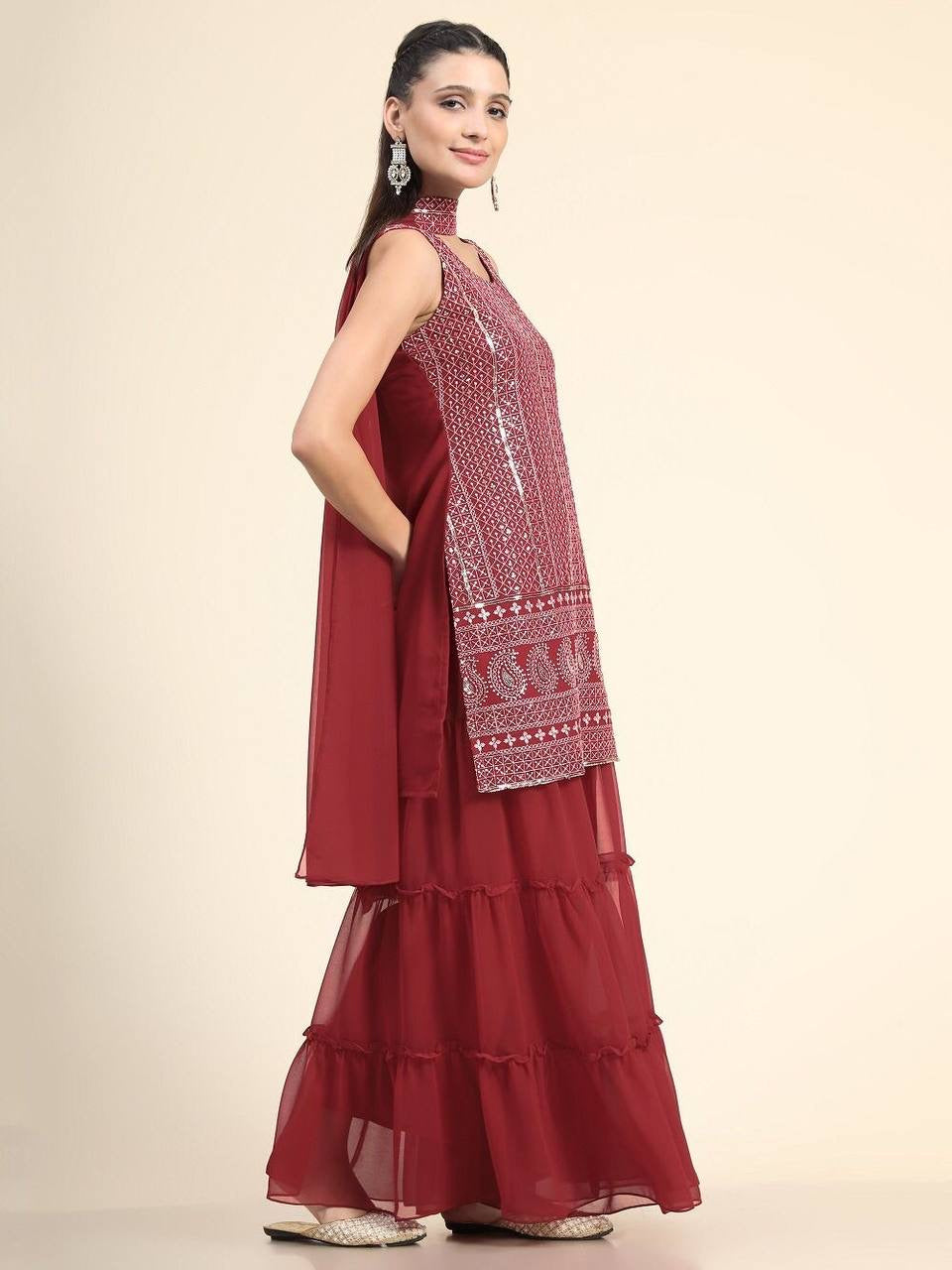 Samira Straight Kurti with Sharara & Dupatta