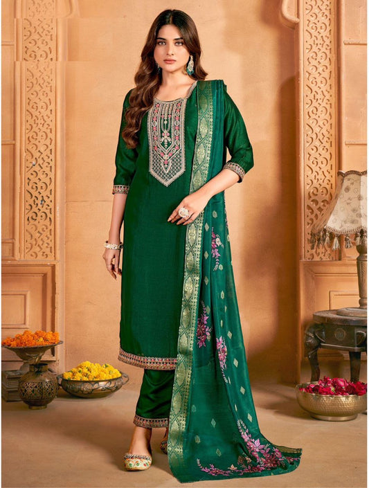 Green Vichitra Kurti Set