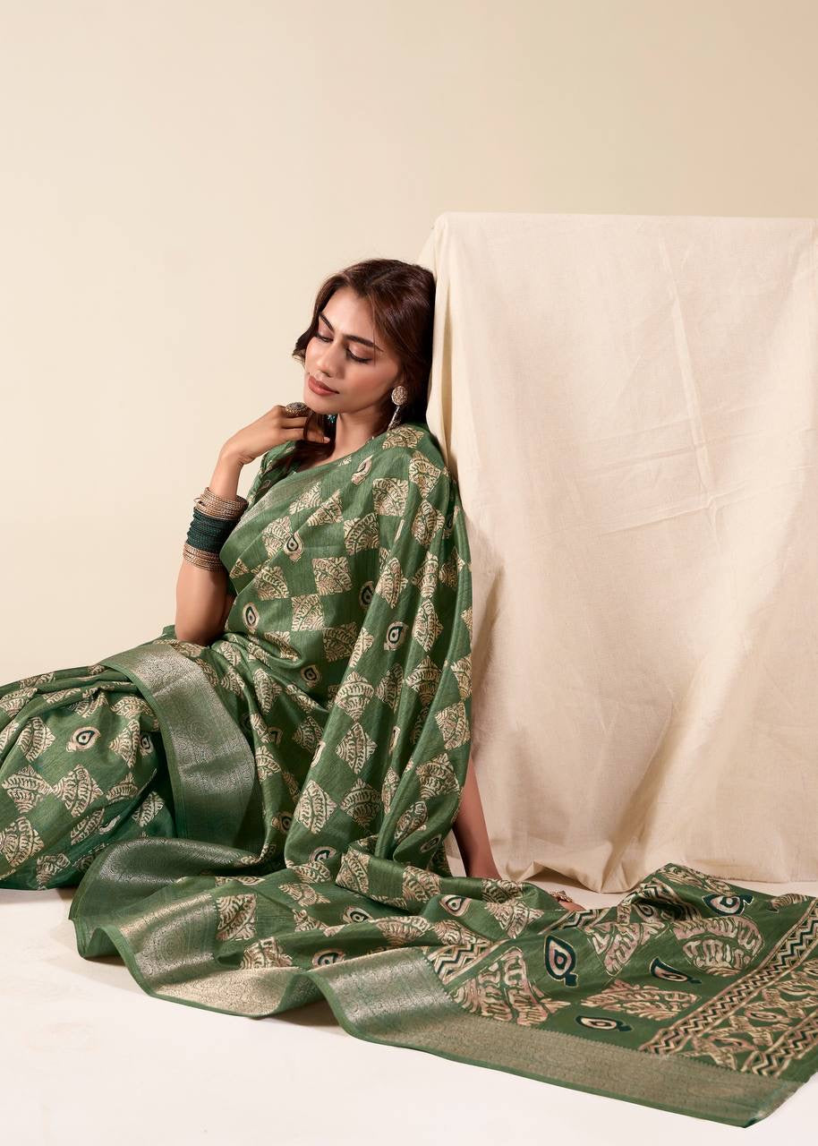 Yara Dola Silk with Foil Print Saree