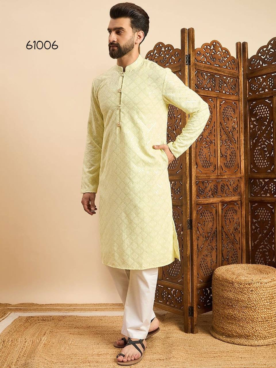 Ethnic Wear Yellow Embroidered Kurta