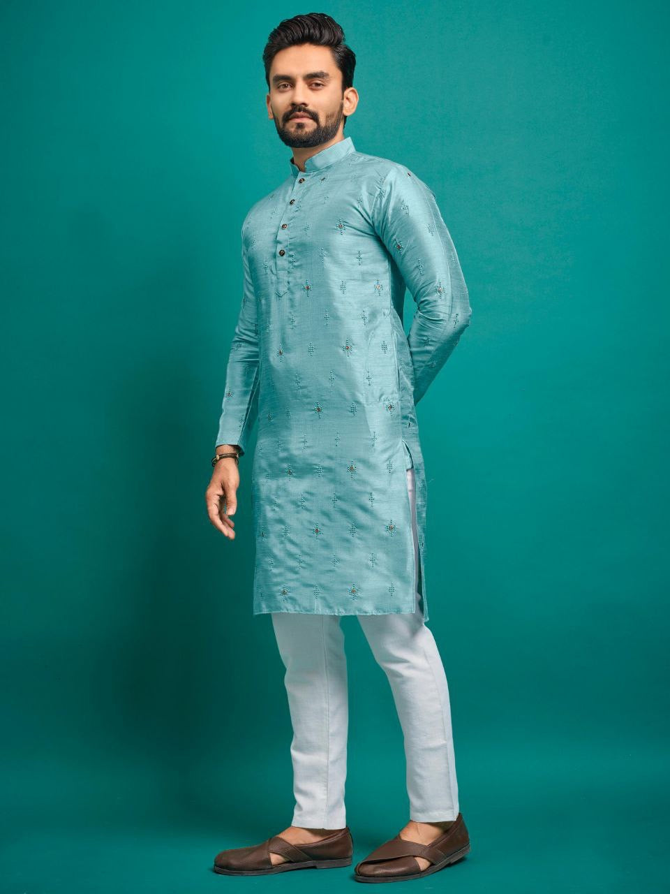 Soft Silk Kurta with Pajamas Set