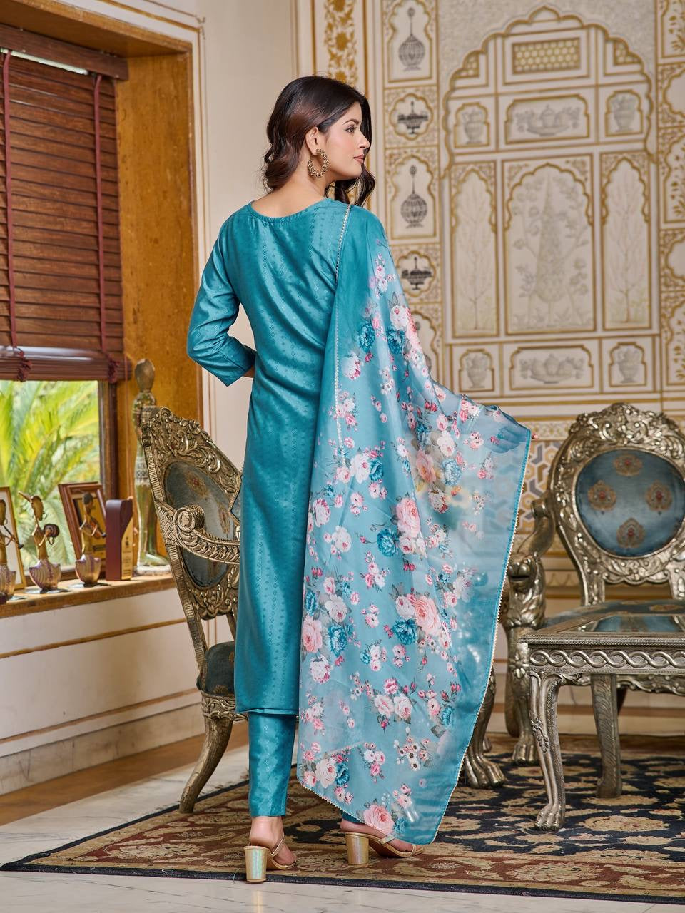 MYRA Blue Viscose Kurta Set