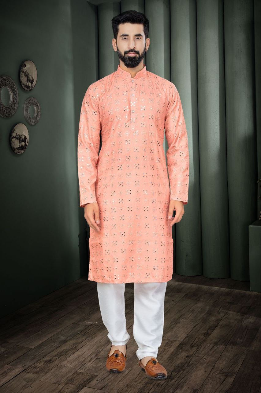 Partywear Mirror work Kurta for Men