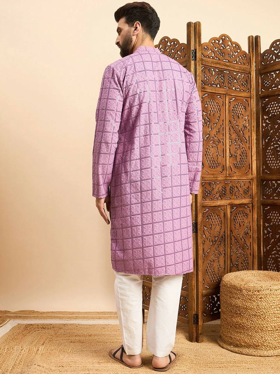 Lavender Embroidered Ethnic Wear  Kurta