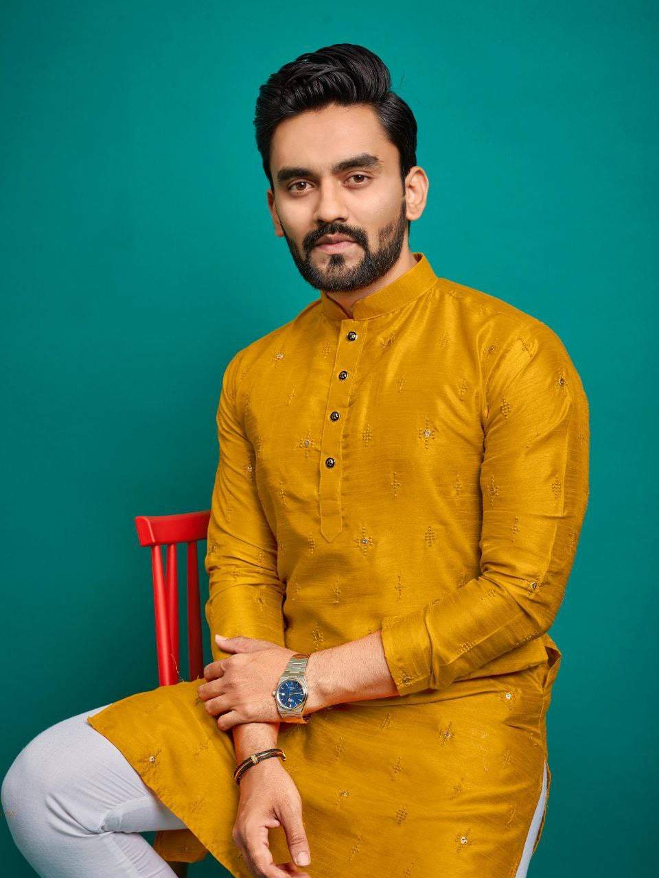 Soft Silk Kurta with Pajamas Set