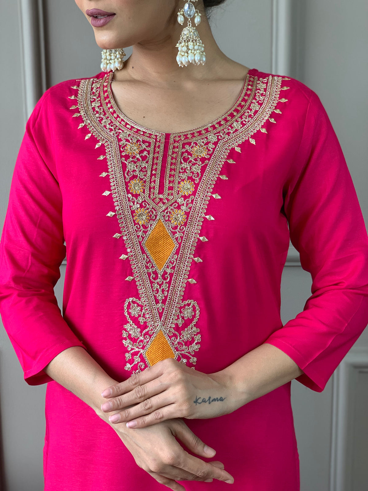 Readytowear embroidered Kurti with Pants for festive season