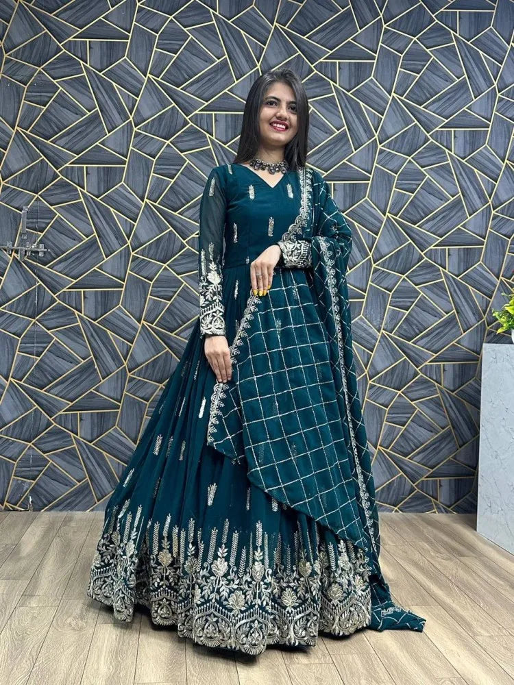 Georgette Lehengas With Sequins