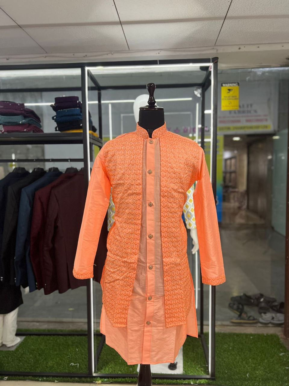 Men Kurta Set with attached Jacket