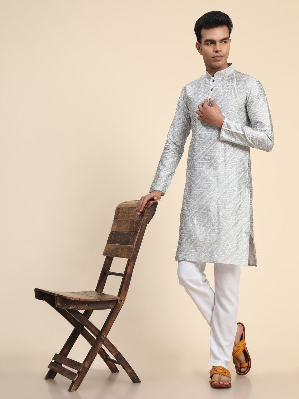 Jacquard Silk Kurta with Pyjamas