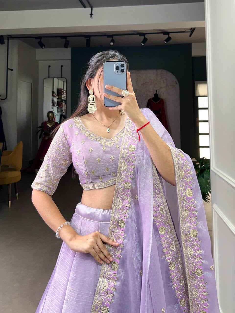 Anvika Purple Cotton Silk Lehenga