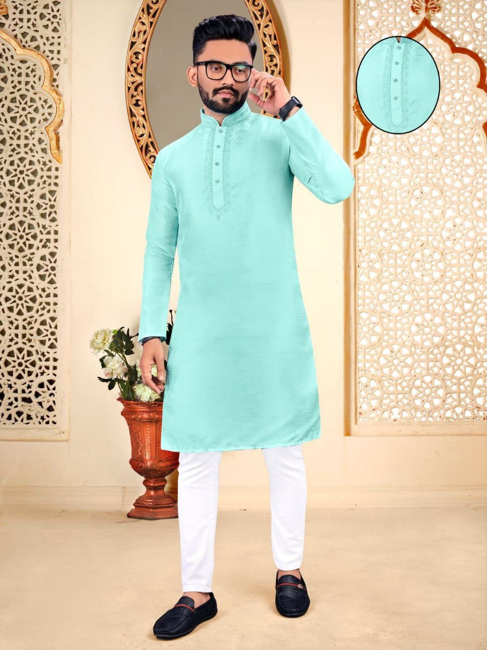 Men  Traditional Cotton Silk Kurtas