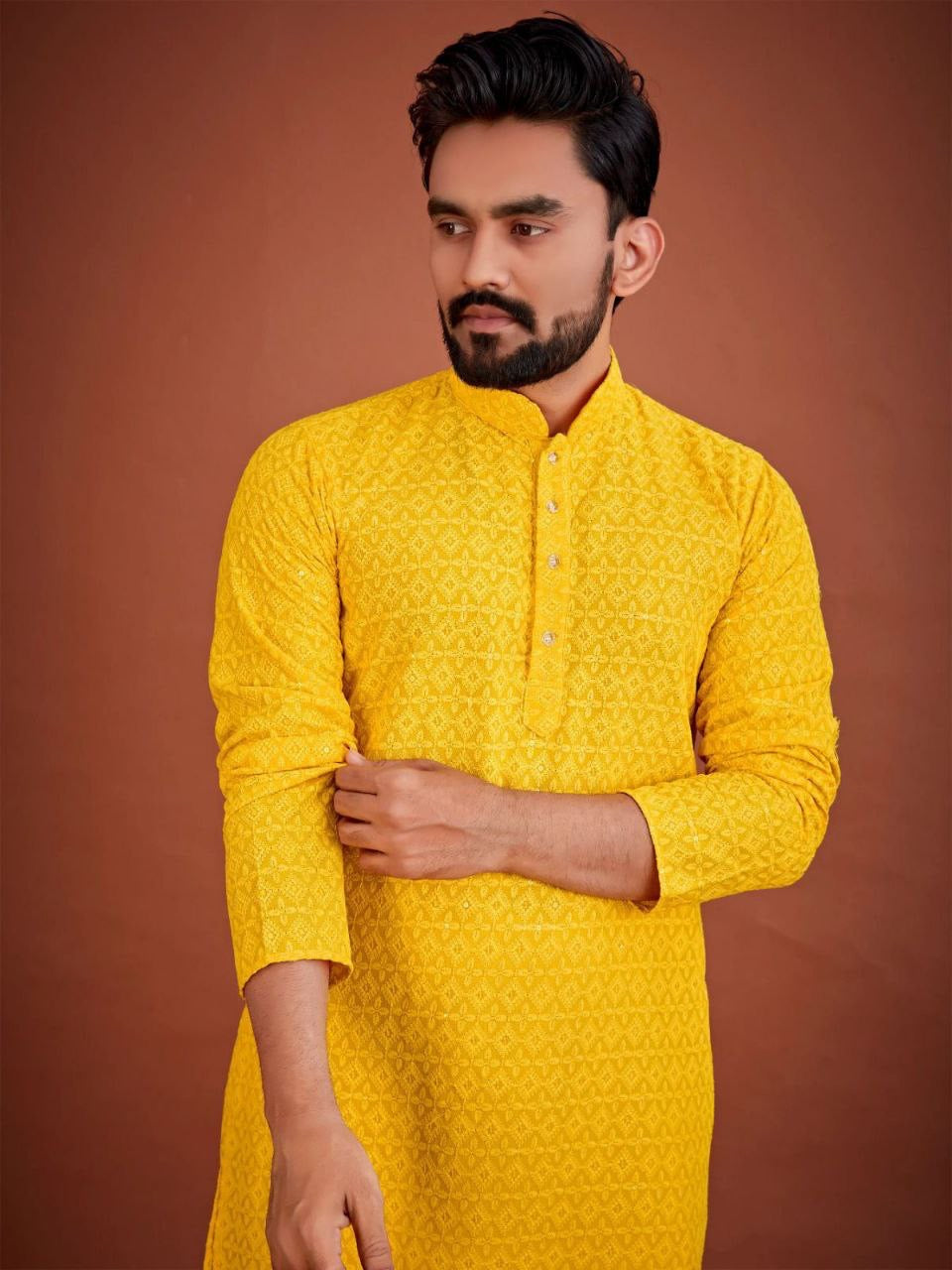 Men Chikankari Kurta with Pants Set