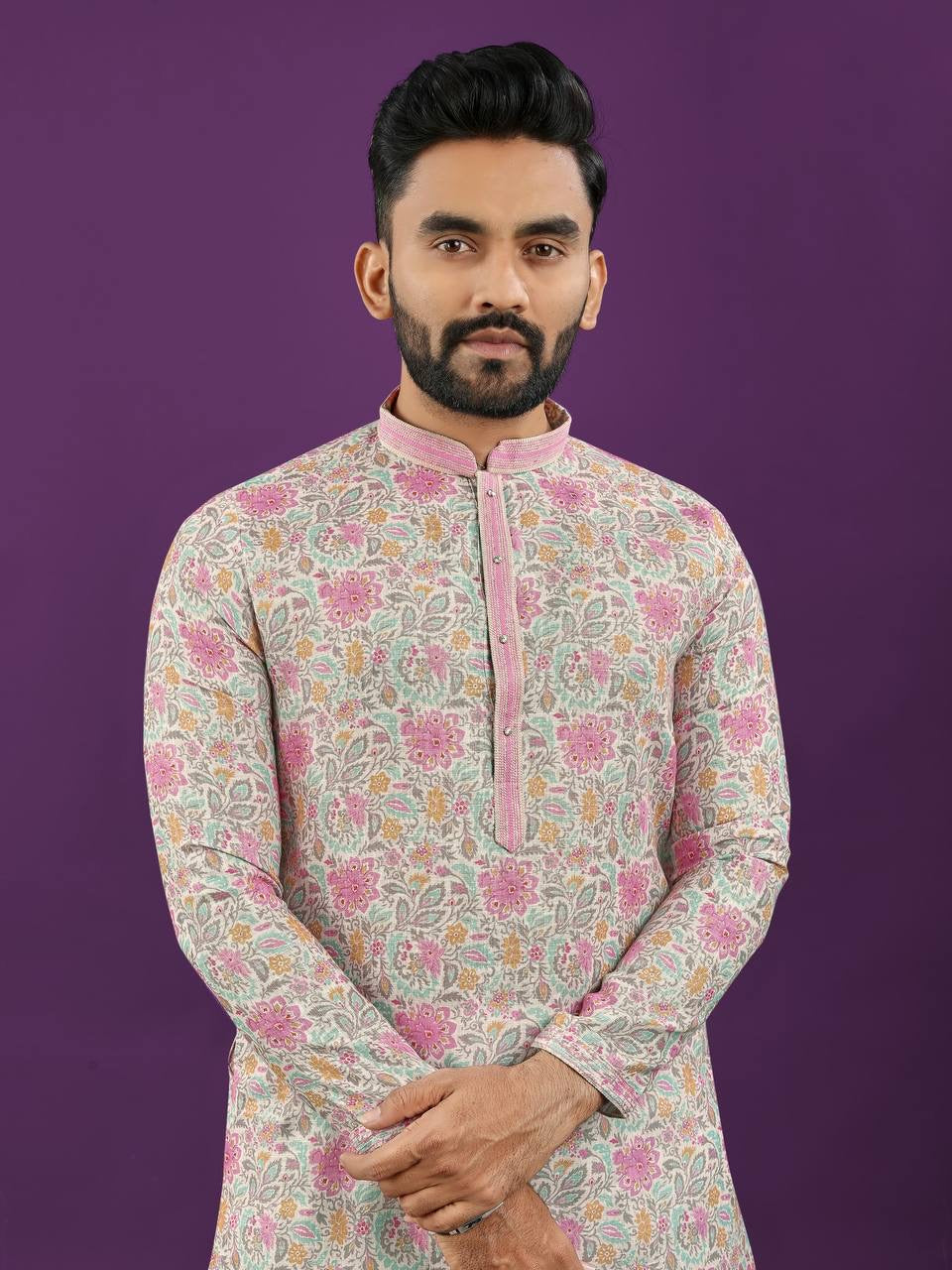 Floral Kurta with Pajamas for Wedding Season