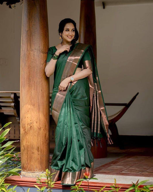 Soft Cotton Green Saree | Wedding Look