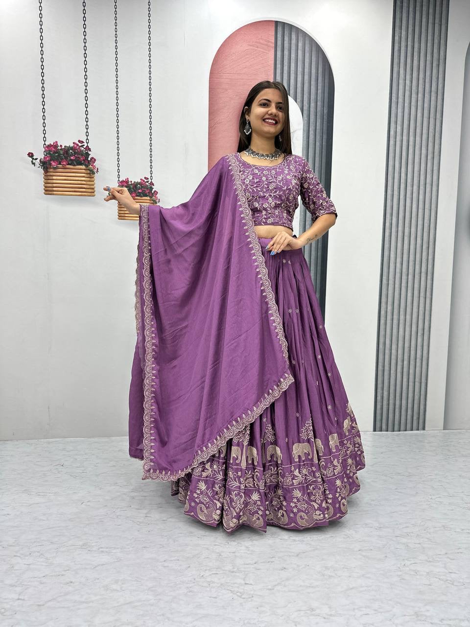 Purple Wedding Wear Lehenga Choli