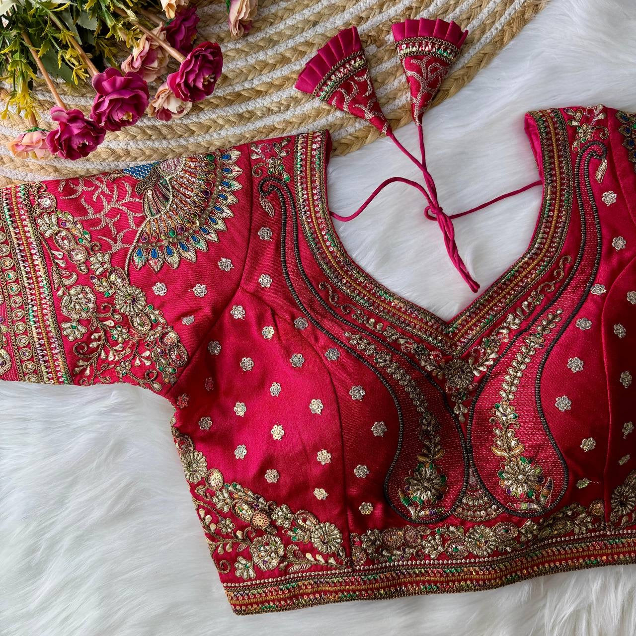 Maroon Bridal Bliss Apple-Cut Embroidery Work Blouse