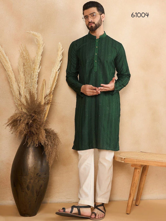 Green Designer Men Kurta Set