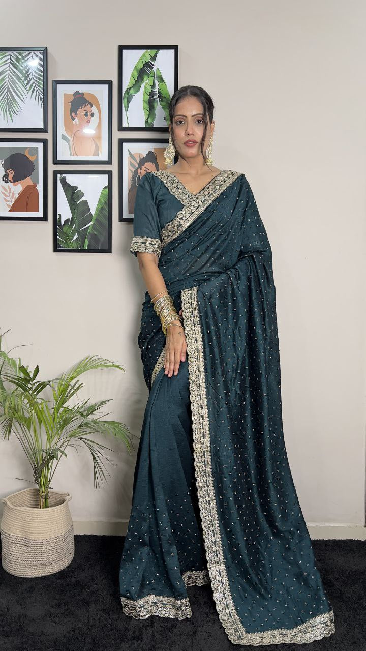 Designer Vichitra Silk Saree